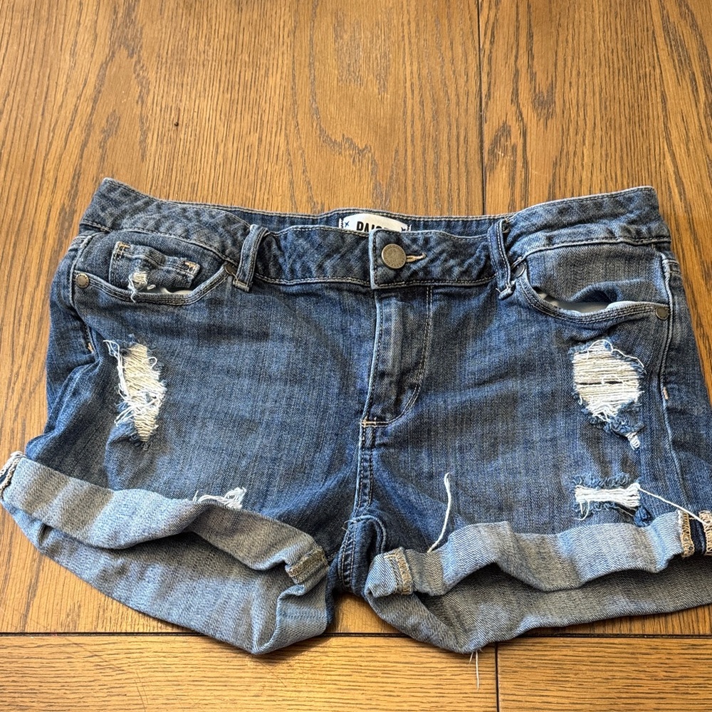 Paige Blue Distressed Jean Shorts